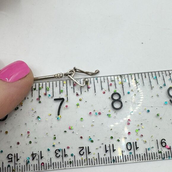 Vintage 950 Silver Nephrite Jade Stone Bead Bohemian Dainty Bracelet 5.7g 7” - Picture 4 of 12